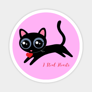 I Steal Hearts Cute Black Kitty Magnet